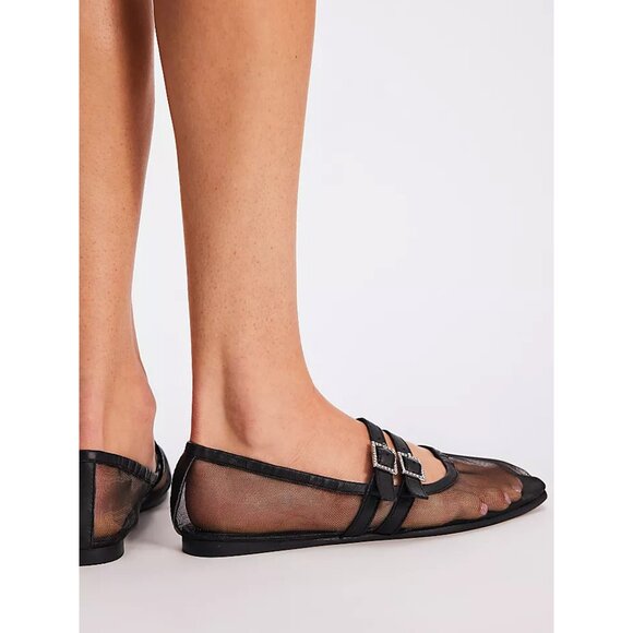 FREE PEOPLE Sheer Crystal Gemini Flats / Black - Picture 3 of 11